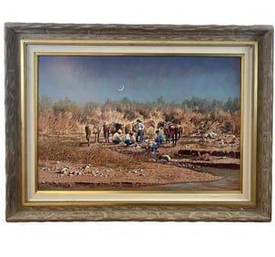 Coffee Break Oil Painting by L. B. Porter