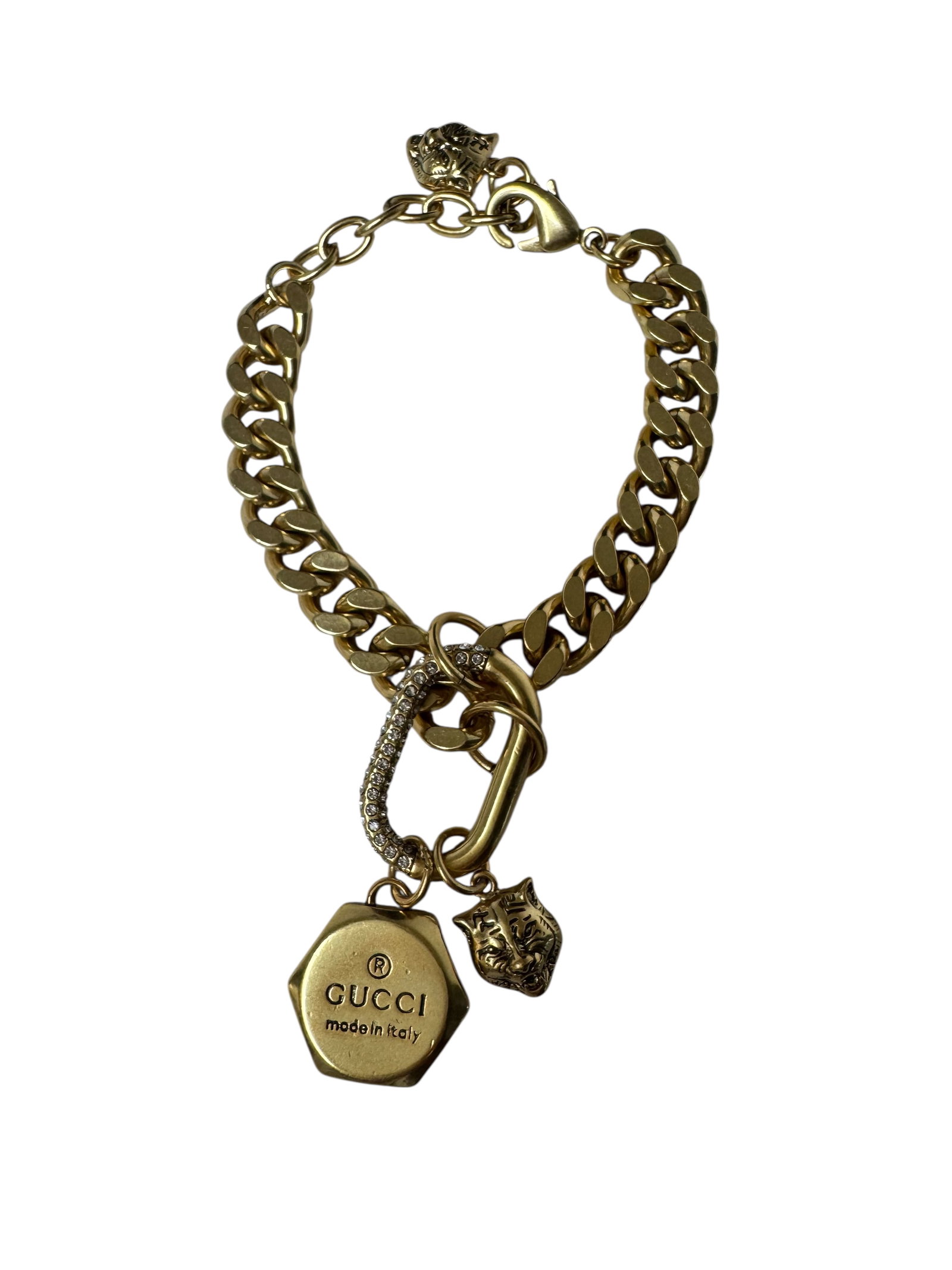 Gucci Gold Bracelet: iNCLUDES BOX- Shipping only -All sales are final,please inspect all the items before bidding
