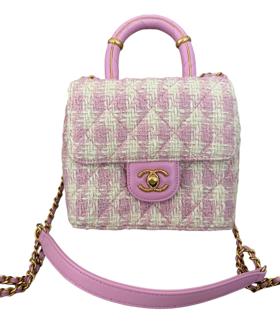 Chanel Pink Quilted Tweed Crush Handbag (1 of 5)