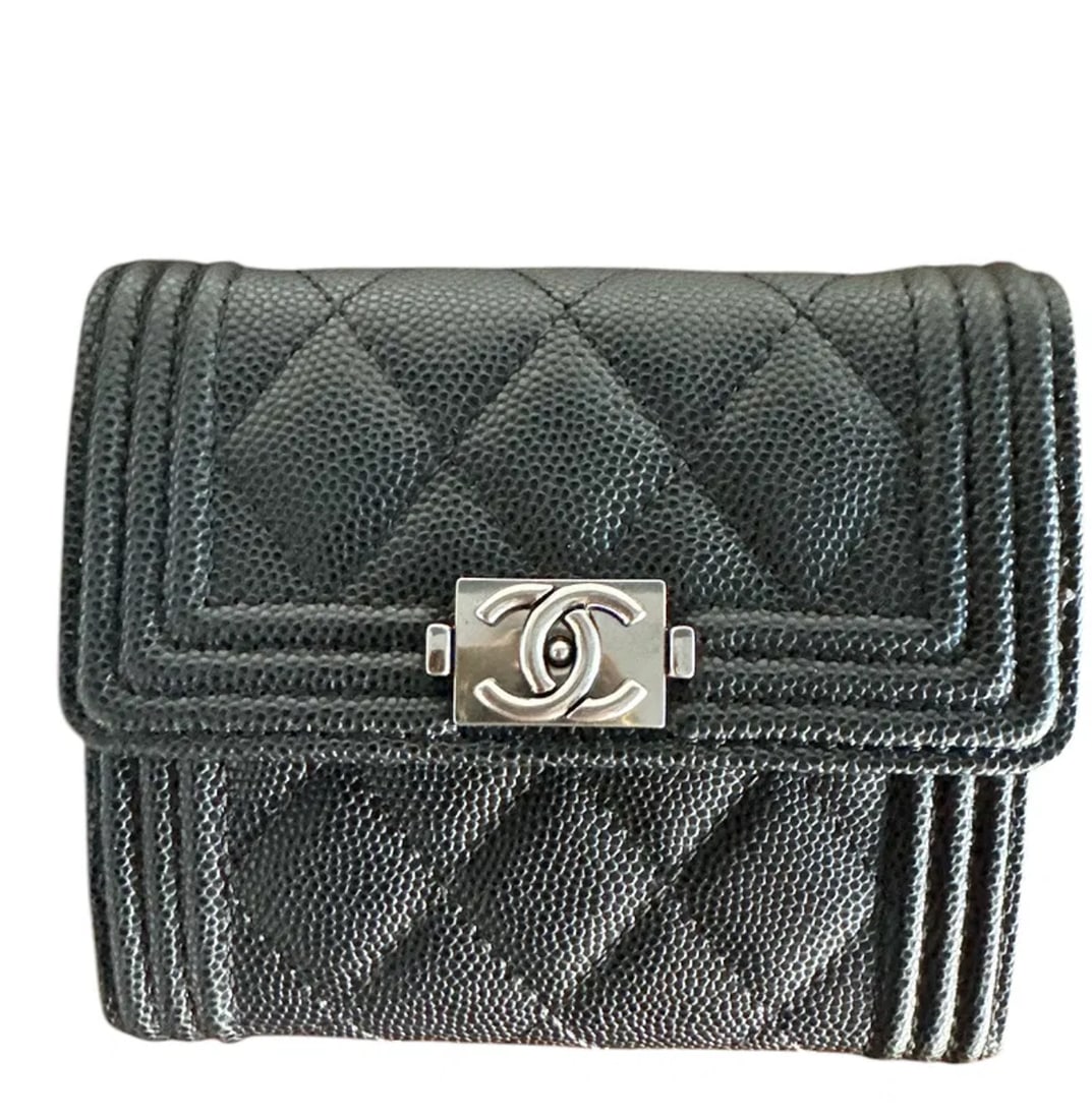 CHANEL Boy Wallet Black Silver (1 of 3)