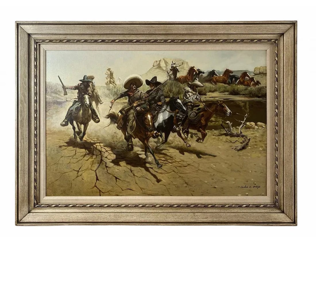 Western Oil Painting on Canvas by Carlos M. Ortega (1 of 6)