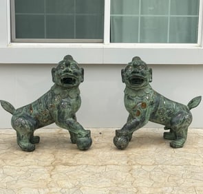 Enormous Bronze Foo Dogs