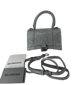 Small Hourglass Crystal & Suede Top Handle Bag