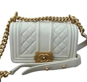 Chanel Boy White Leather Handbag