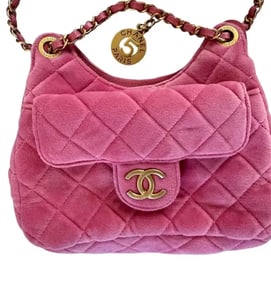Chanel Small Pink Velvet Hobo Bag