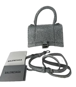 Small Hourglass Crystal & Suede Top Handle Bag