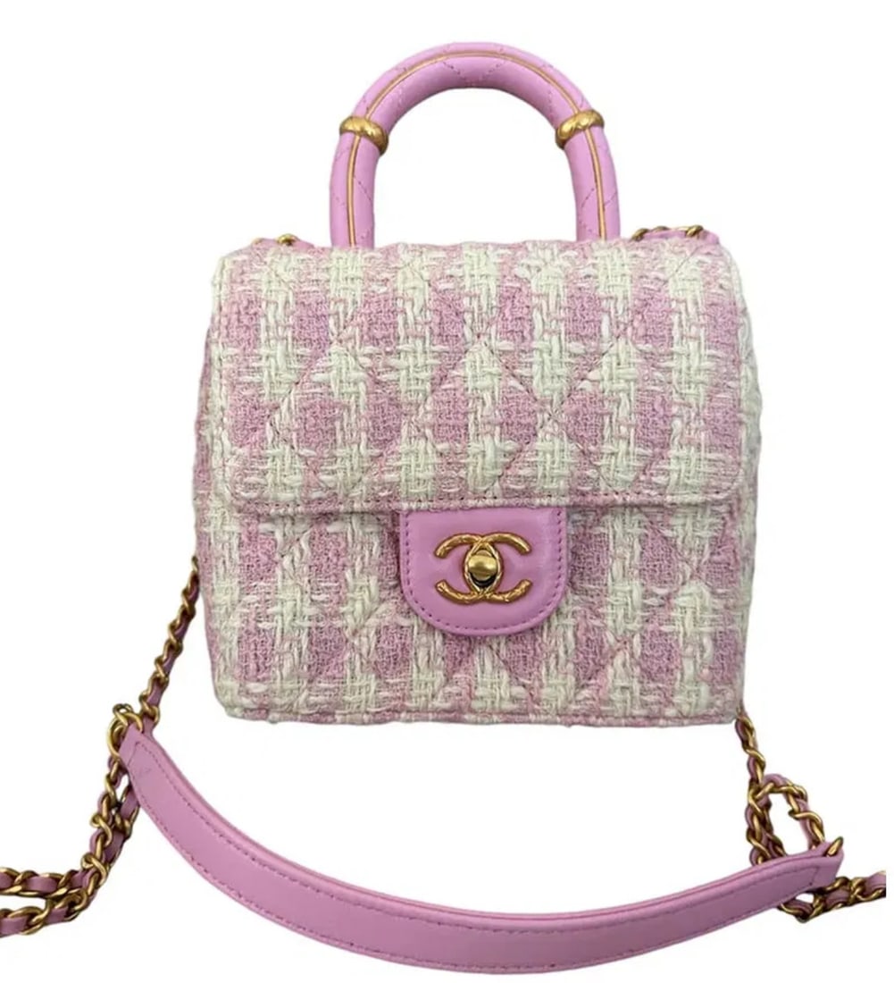 Chanel Pink Quilted Tweed Crush Handbag (1 of 4)