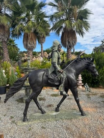 Monumental American Indian on Horse Bronze Sculpture