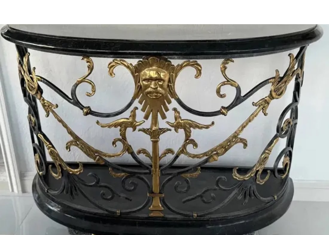 Maitland Smith Console Table and Marble TOP: sIZE: 54 IN X 32 IN X 20 IN