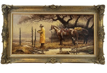 Rainy Day Western Oil Painting by Hector Morales