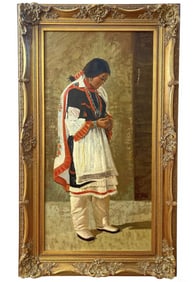 Large Native Indian Oil Painting