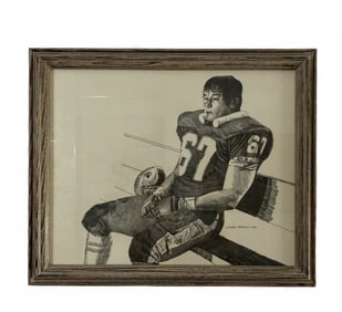 1984 Football pencil Drawing Art by Walt Johnston