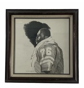 1984 Football Art Pencil Drawing by Walt Johnston