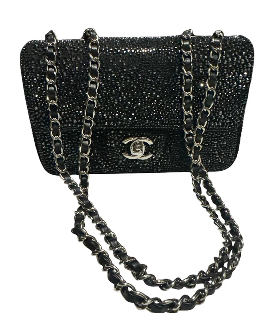 CHANEL Crystal Diamante Small Flap Black Bag (1 of 4)