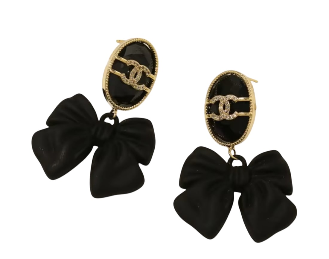 Chanel Black and Gold Earrings: iNCLUDES BOX- Shipping only -All sales are final,please inspect all the items before bidding.