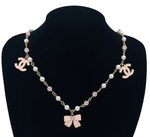 Chanel Gold and Pink Necklace