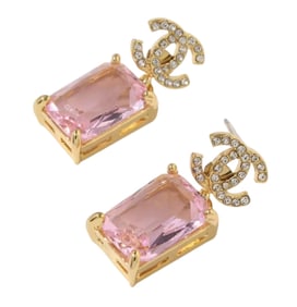 Chanel Pink and  Gold Earrings