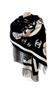 Chanel white and Black Scarf