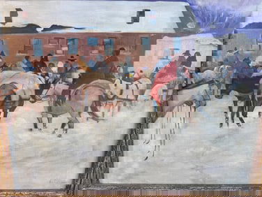 Large Native Landscape Oil Painting by Victor Romero