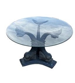 Koi Fish Bronze Table with Glass Top