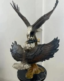 Large Bronze Eagles Sculpture