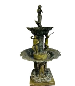 Vintage Mythical Nature Mermaid Bronze Fountain