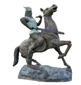 Life Size Warrior Viking Riding Horse Bronze Sculpture