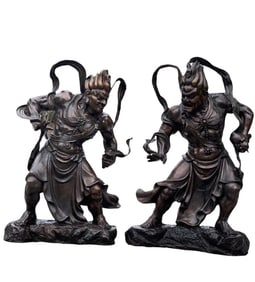 Life size Pair of Bronze Japanese Nio Guardians