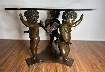 Large Bronze Cherubs Table by Jim Davidson