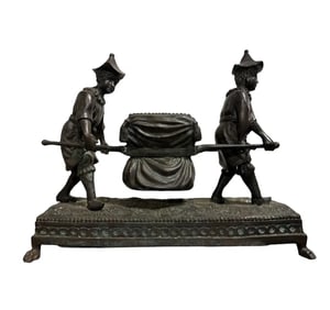 Maitland-Smith Bronze Sculpture of Two Boys with a Litter