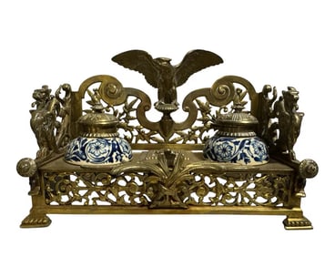 Brass Ink Well with Eagle