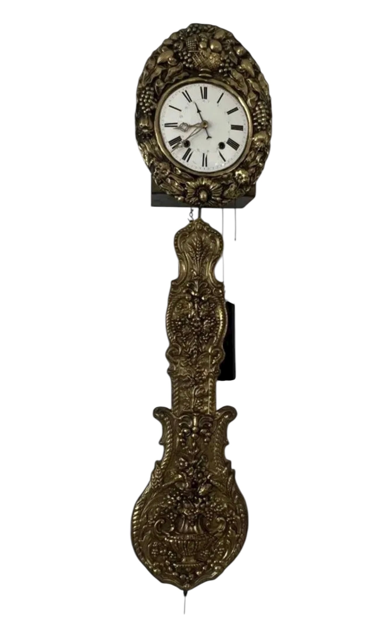 19th Century Wall Gold Clock: Measurements: 60 in H x 15 inches