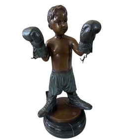 Large Boxer Bronze Statue by Jim Davidson