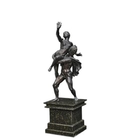 20th Century BRONZE FIGURAL GROUP OF THE ABDUCTION OF PERSEPHONE