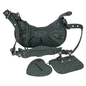Balenciaga Le Cagole XS Rhinestone Denim Shoulder Bag