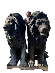 Monumental Life Size Bronze Lions