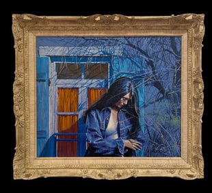 1985 South Western Moonlight Native Girl by Lawrence B. Porter Painting