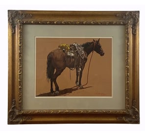 Horse with Saddle by L. B Porter Oil Painting