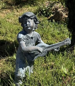 Life Size Girl with Instrument Bronze Statue