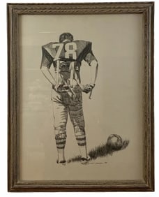 1984 American Football Pencil Drawing by Walt Johnston