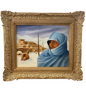 1989 Taos Snow New Mexcio Oil Painting by W. H. Hayes