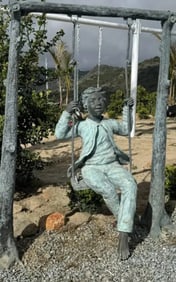 Life Size Boy on Swing Bronze Sculpture