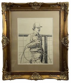 Cowboy Pencil Art Drawing by Walt Johnston