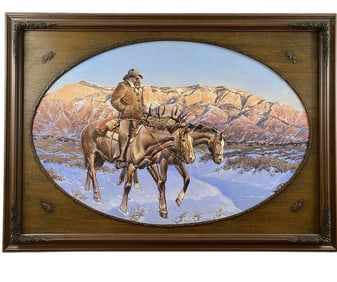 Rider and Horses Oil on Canvas by Hector Morales