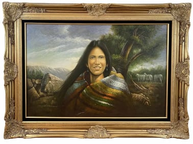 Native American Woman Oil Painting by D. Coleman