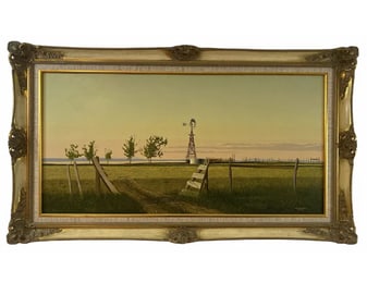 1980 Windmill Oil Painting by Walt Johnston