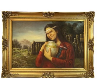 Native Woman Oil Painting by Lee Young