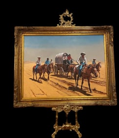 The Supply Wagon Western Oil Painting by L. B. Porter