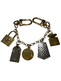 Louis Vuitton Bag Charm Chain LV Nanogram Icon Keyring Silvery Golden