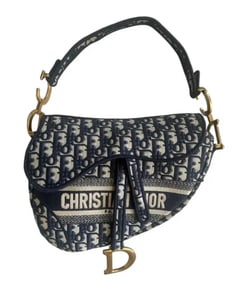 Dior Saddle Bag Blue Dior Oblique Embroidery Women